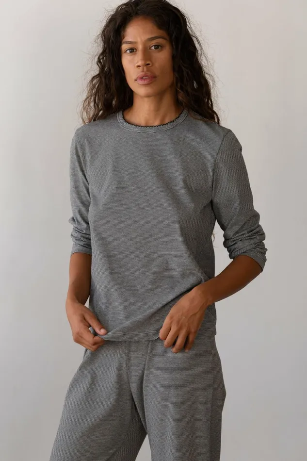 Women DONNI Tops The Jersey Stripe Long Sleeve