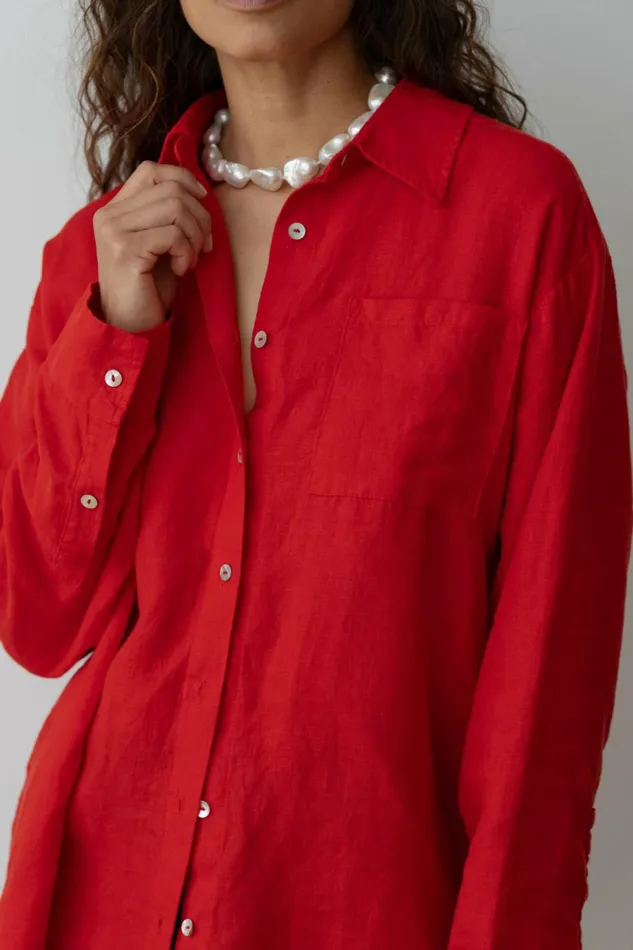 Women DONNI Tops The Linen Relaxed Shirt