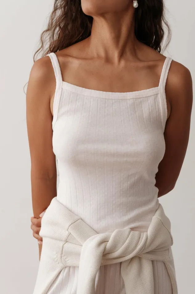Women DONNI Tops The Pointelle Square Neck Tank