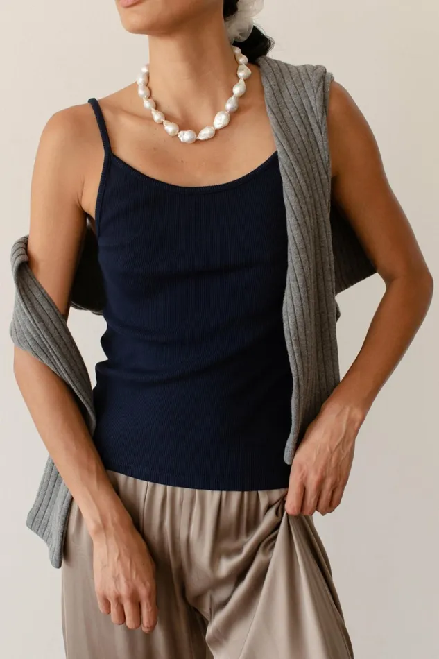 Women DONNI Tops The Rib Spaghetti Tank