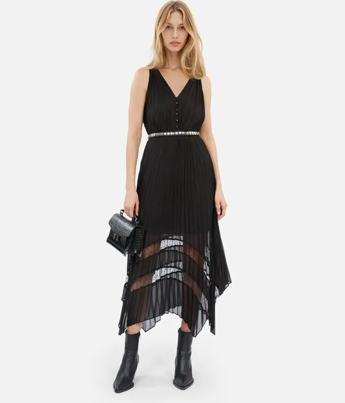 Women Dresses and Jumpsuits THE KOOPLES Long Black Pleated Dress