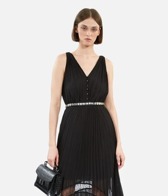 Women Dresses and Jumpsuits THE KOOPLES Long Black Pleated Dress