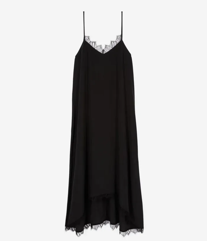 Women Dresses and Jumpsuits THE KOOPLES Long Black Slip Dress In Washed Silk