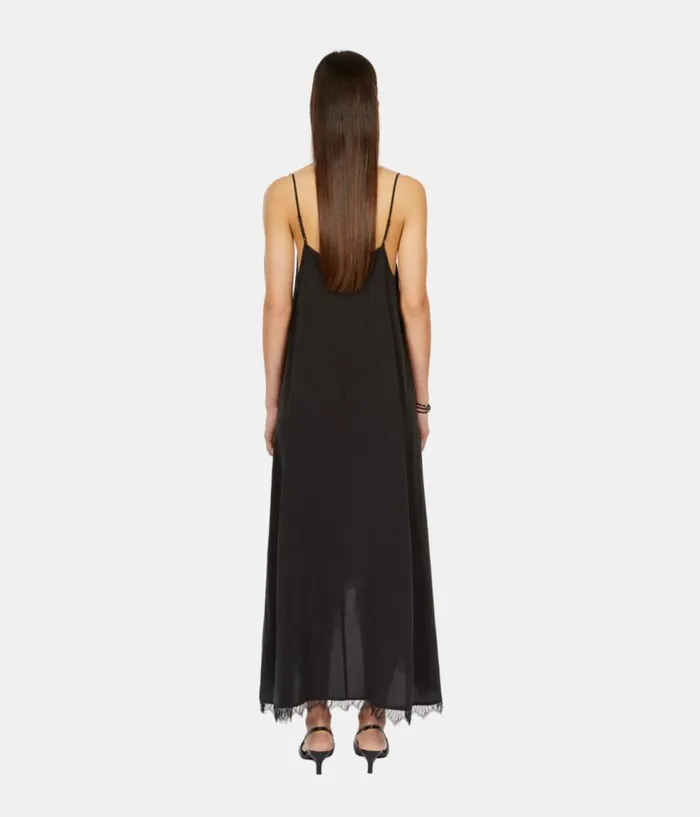 Women Dresses and Jumpsuits THE KOOPLES Long Black Slip Dress In Washed Silk Women Dresses and Jumpsuits THE KOOPLES Long Black Slip Dress In Washed Silk