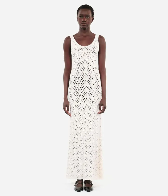 Women Dresses and Jumpsuits THE KOOPLES Long Ecru Knit Dress Women Dresses and Jumpsuits THE KOOPLES Long Ecru Knit Dress