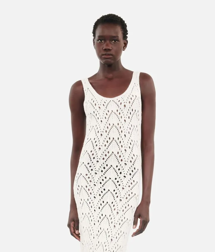 Women Dresses and Jumpsuits THE KOOPLES Long Ecru Knit Dress Women Dresses and Jumpsuits THE KOOPLES Long Ecru Knit Dress