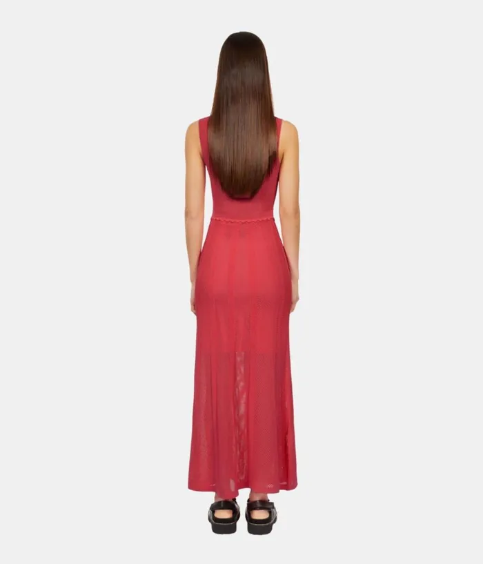 Women Dresses and Jumpsuits THE KOOPLES Long Fuchsia Openwork Knit Dress