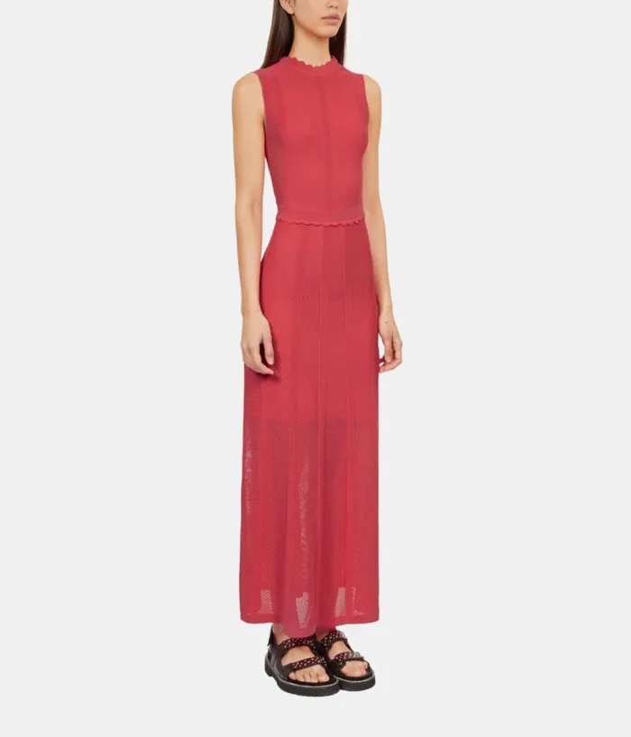 Women Dresses and Jumpsuits THE KOOPLES Long Fuchsia Openwork Knit Dress