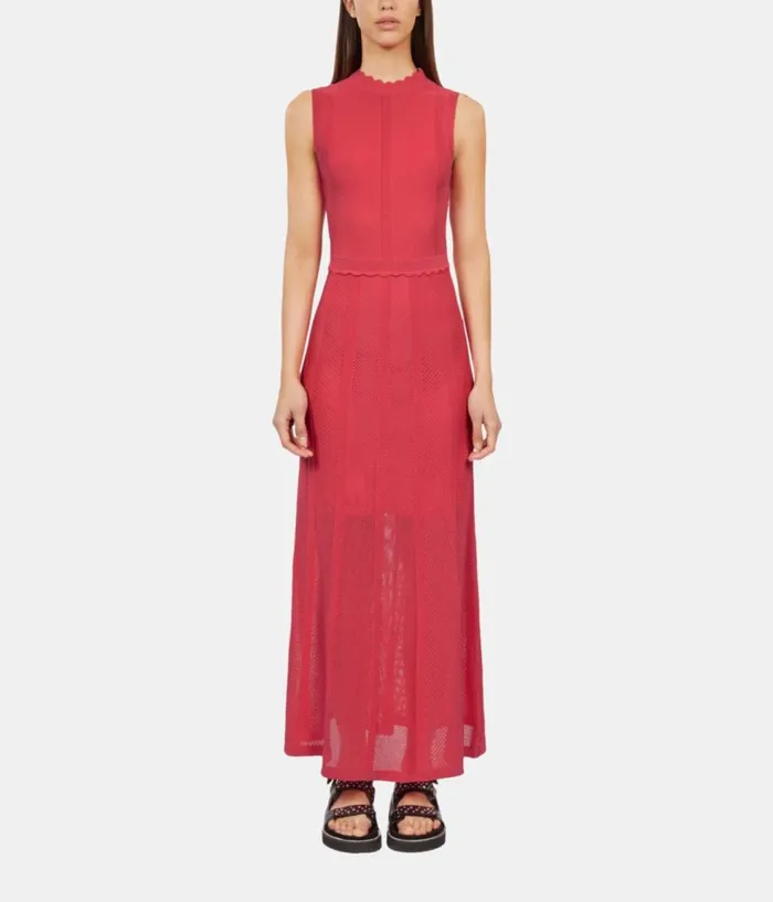 Women Dresses and Jumpsuits THE KOOPLES Long Fuchsia Openwork Knit Dress