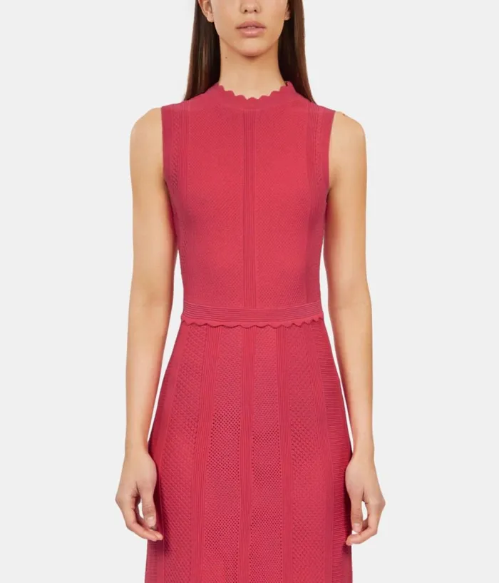 Women Dresses and Jumpsuits THE KOOPLES Long Fuchsia Openwork Knit Dress