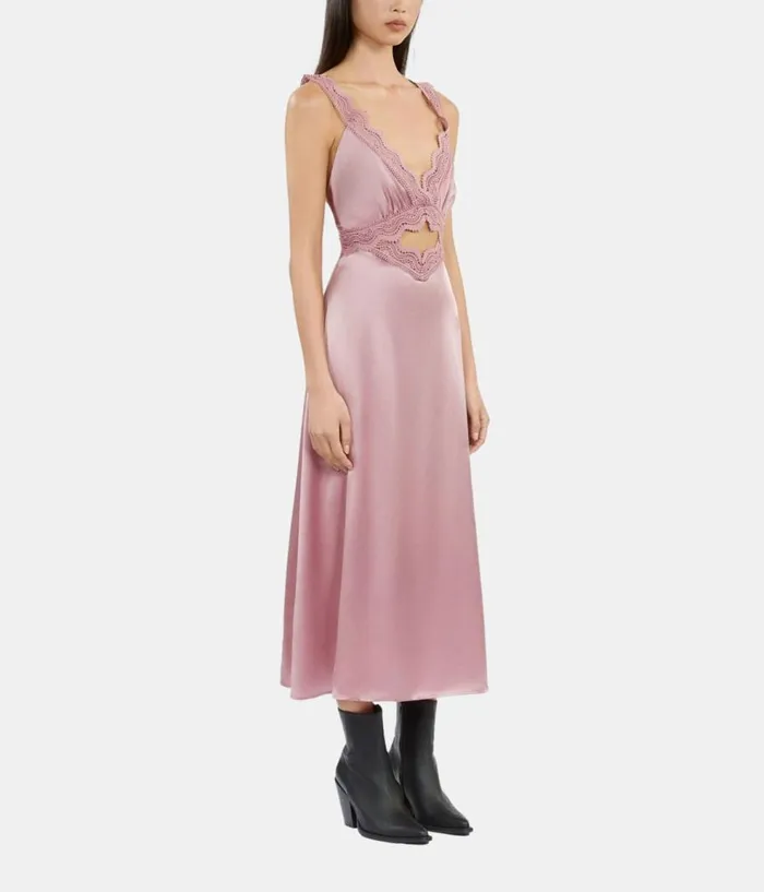 Women Dresses and Jumpsuits THE KOOPLES Long Lilac Slip Dress With Guipure Women Dresses and Jumpsuits THE KOOPLES Long Lilac Slip Dress With Guipure