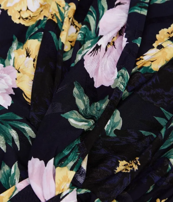 Women Dresses and Jumpsuits THE KOOPLES Multicolor Floral Print Long Sleeve Short Dress With Draping Women Dresses and Jumpsuits THE KOOPLES Multicolor Floral Print Long Sleeve Short Dress With Draping