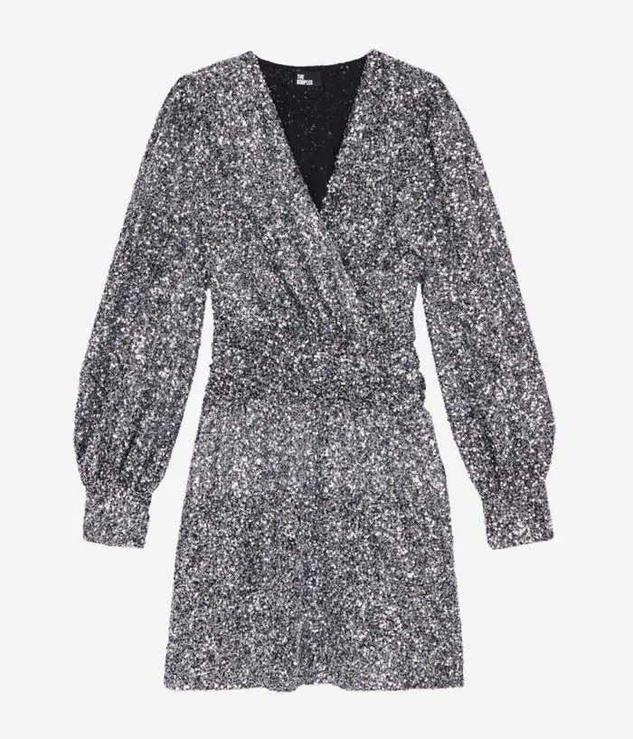 Women Dresses and Jumpsuits THE KOOPLES Short Silver Sequin Dress