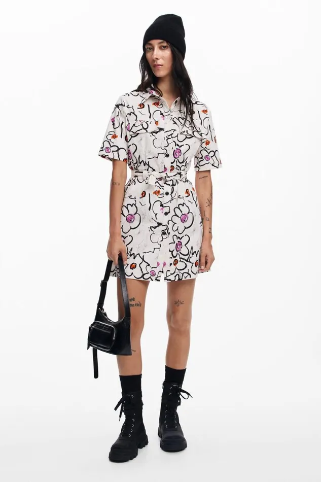 Women Dresses And Jumpsuits Desigual Dress With Drawn Flowers