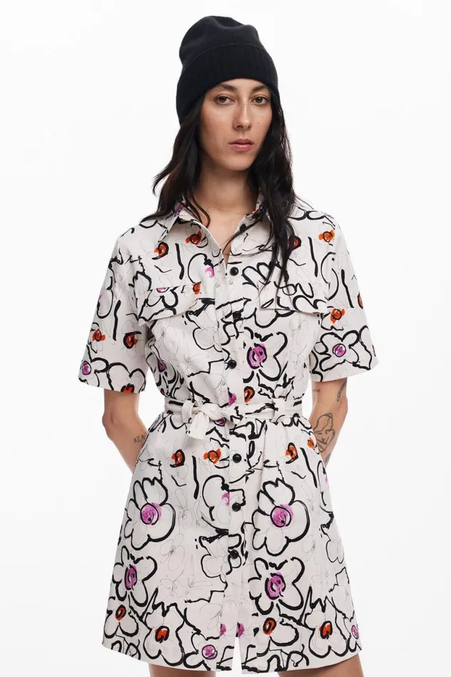 Women Dresses And Jumpsuits Desigual Dress With Drawn Flowers