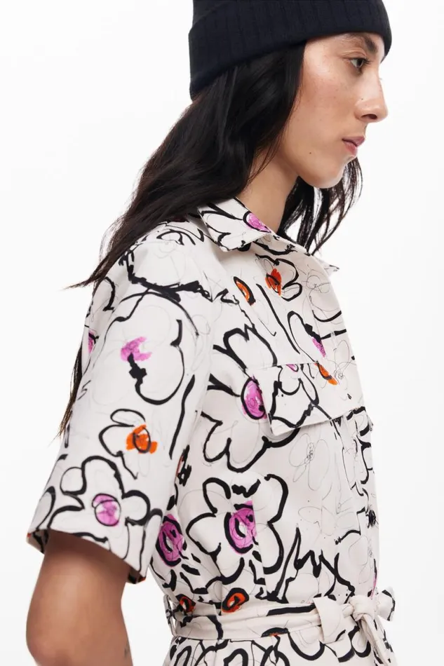 Women Dresses And Jumpsuits Desigual Dress With Drawn Flowers