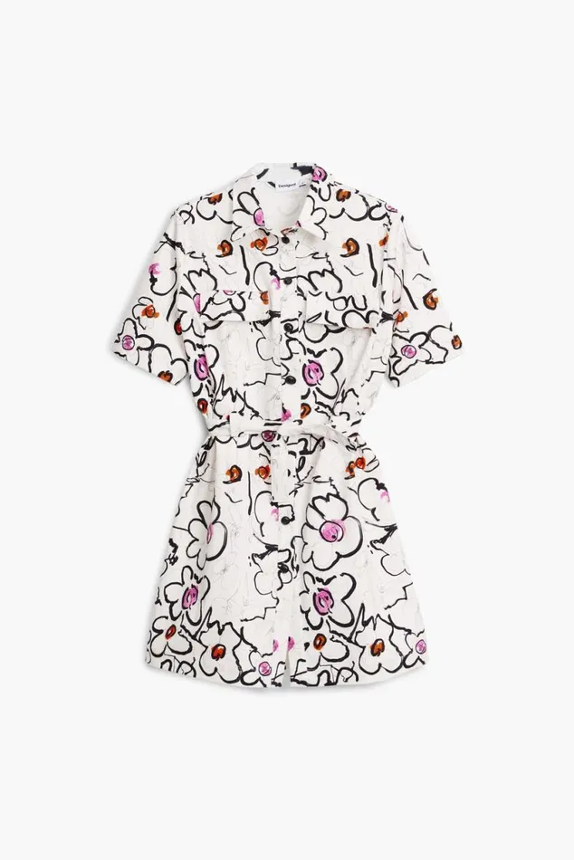 Women Dresses And Jumpsuits Desigual Dress With Drawn Flowers
