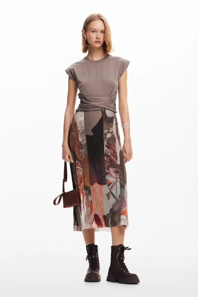 Women Dresses And Jumpsuits Desigual Hybrid Floral Midi Dress