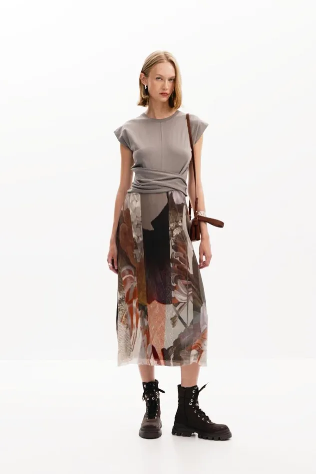 Women Dresses And Jumpsuits Desigual Hybrid Floral Midi Dress