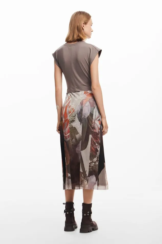 Women Dresses And Jumpsuits Desigual Hybrid Floral Midi Dress