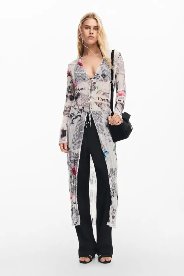 Women Dresses And Jumpsuits Desigual Long Blouse With Newspaper Print