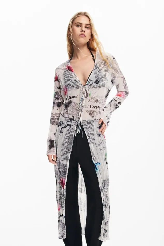 Women Dresses And Jumpsuits Desigual Long Blouse With Newspaper Print