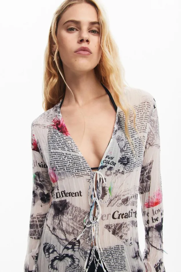 Women Dresses And Jumpsuits Desigual Long Blouse With Newspaper Print