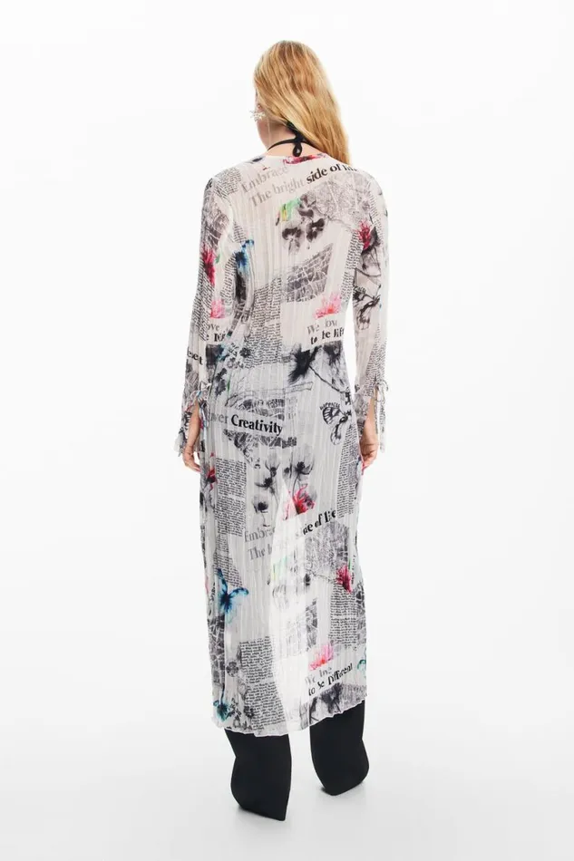 Women Dresses And Jumpsuits Desigual Long Blouse With Newspaper Print