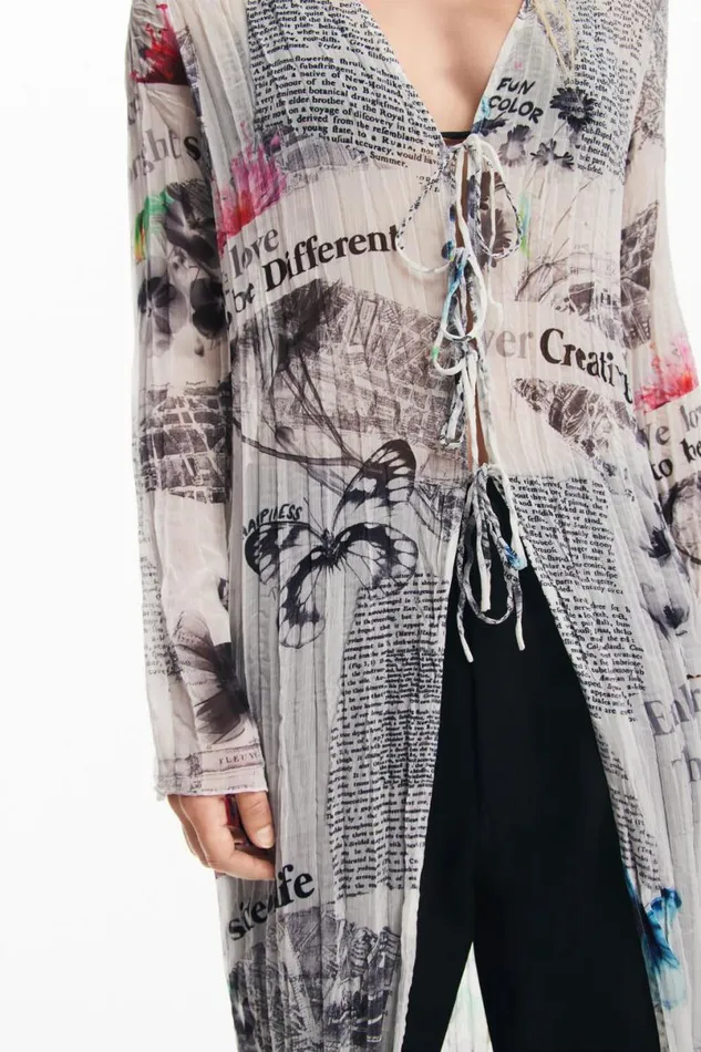 Women Dresses And Jumpsuits Desigual Long Blouse With Newspaper Print