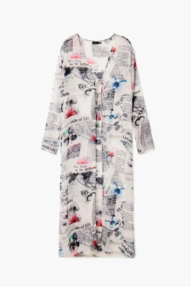 Women Dresses And Jumpsuits Desigual Long Blouse With Newspaper Print