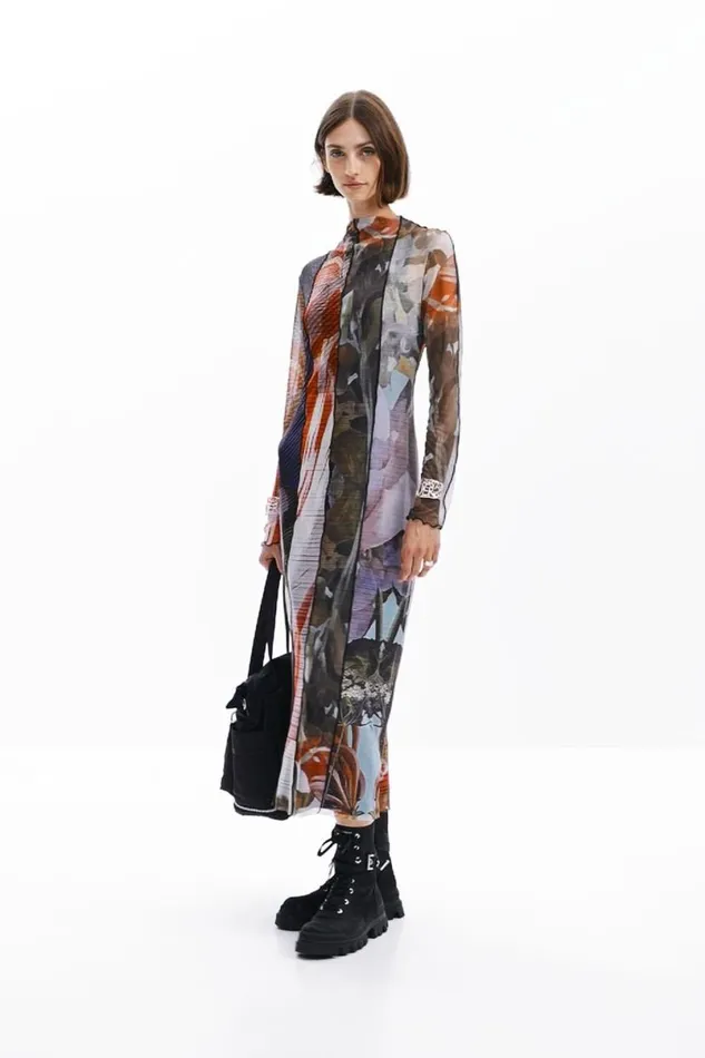 Women Dresses And Jumpsuits Desigual Printed Tulle Midi Dress