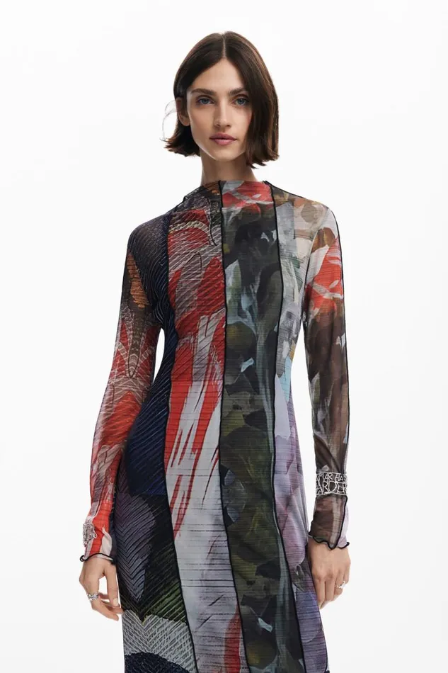 Women Dresses And Jumpsuits Desigual Printed Tulle Midi Dress