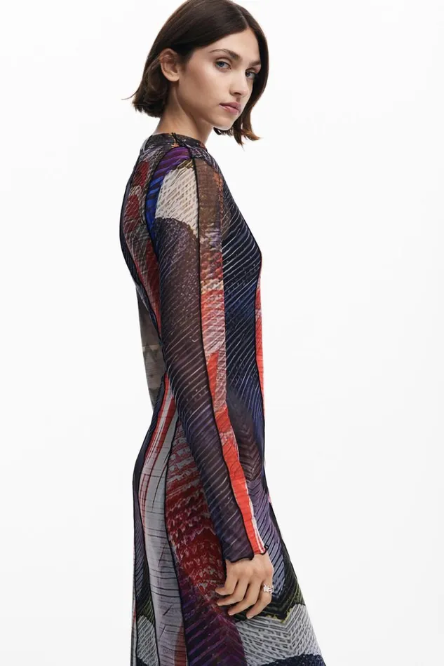 Women Dresses And Jumpsuits Desigual Printed Tulle Midi Dress