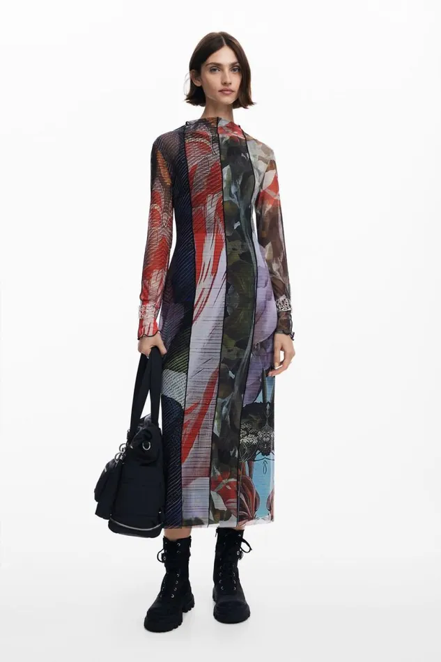 Women Dresses And Jumpsuits Desigual Printed Tulle Midi Dress