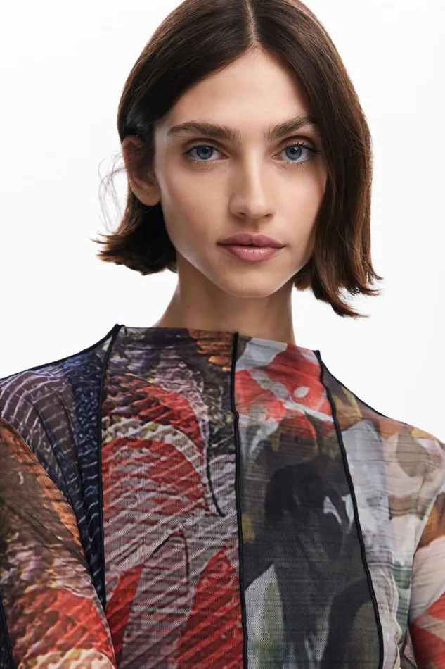 Women Dresses And Jumpsuits Desigual Printed Tulle Midi Dress