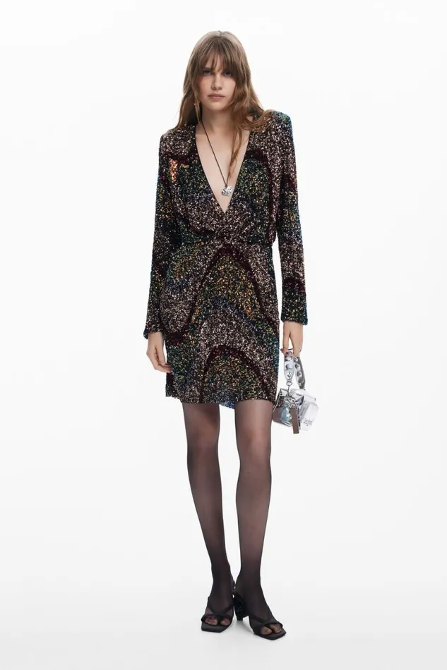 Women Dresses And Jumpsuits Desigual Sequin Short Dress