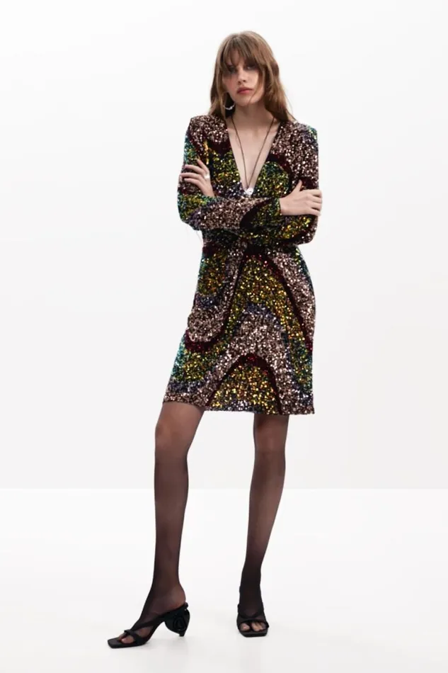 Women Dresses And Jumpsuits Desigual Sequin Short Dress