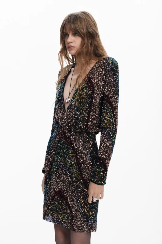 Women Dresses And Jumpsuits Desigual Sequin Short Dress