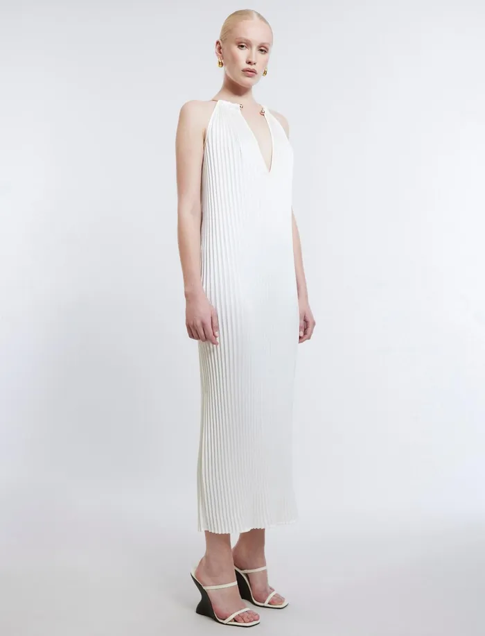 Women Dresses BCBG Bryony Pleated Shift Dress Gardenia