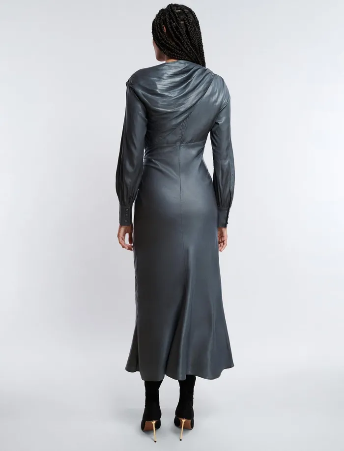 Women Dresses BCBG Grey Wylie Midi Dress Stone Grey