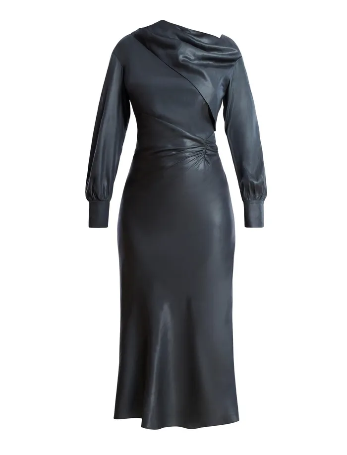 Women Dresses BCBG Grey Wylie Midi Dress Stone Grey