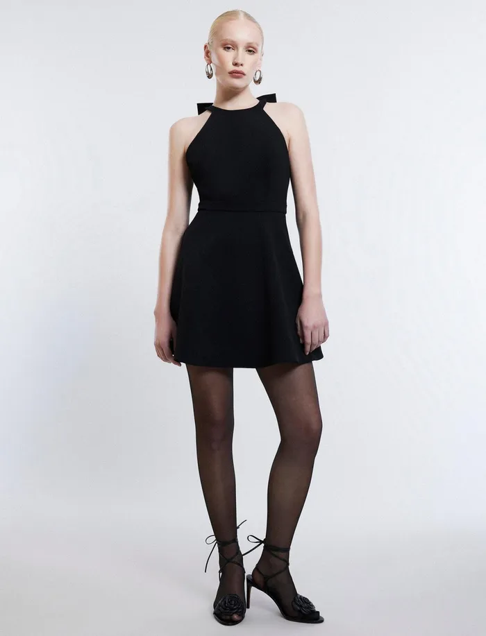 Women Dresses BCBG Toni Halter Mini Dress Black