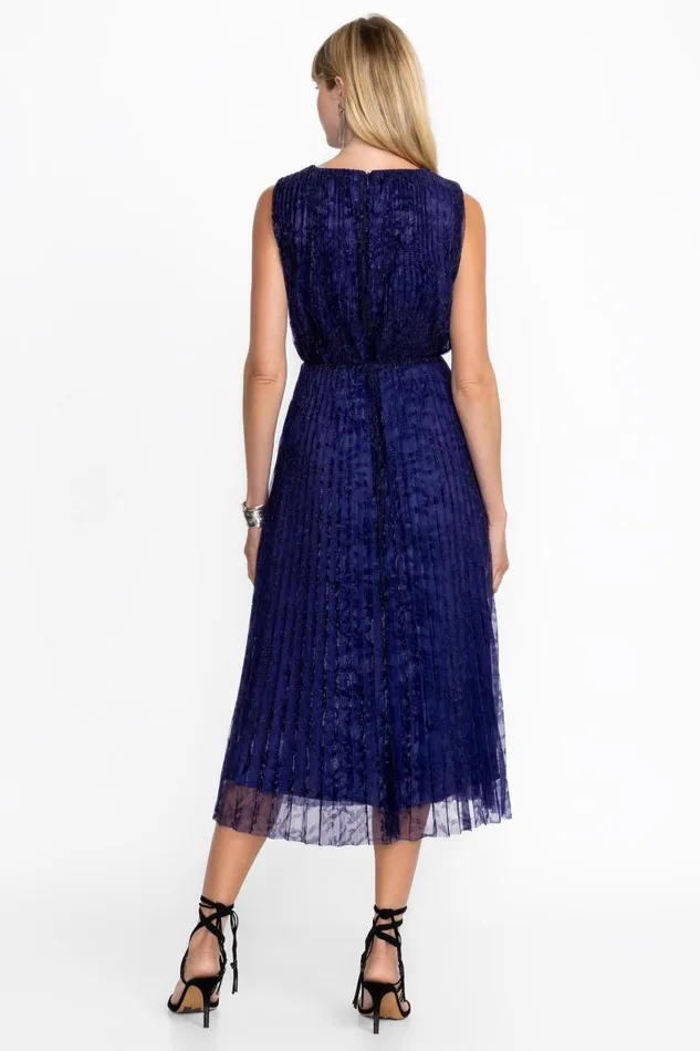 Women Dresses Johnny Was CLARIO PLEATED MIDI DRESS Electric Blue Women Dresses Johnny Was CLARIO PLEATED MIDI DRESS Electric Blue