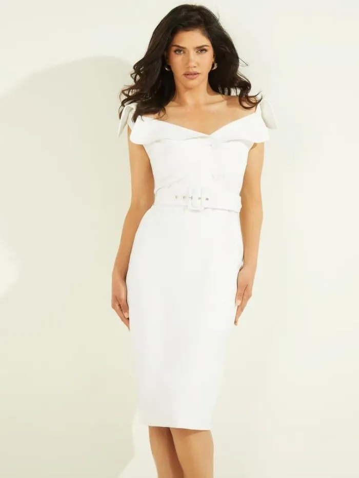 Women Dresses Marciano Audrey Portrait Neck Dress Pale Pearl