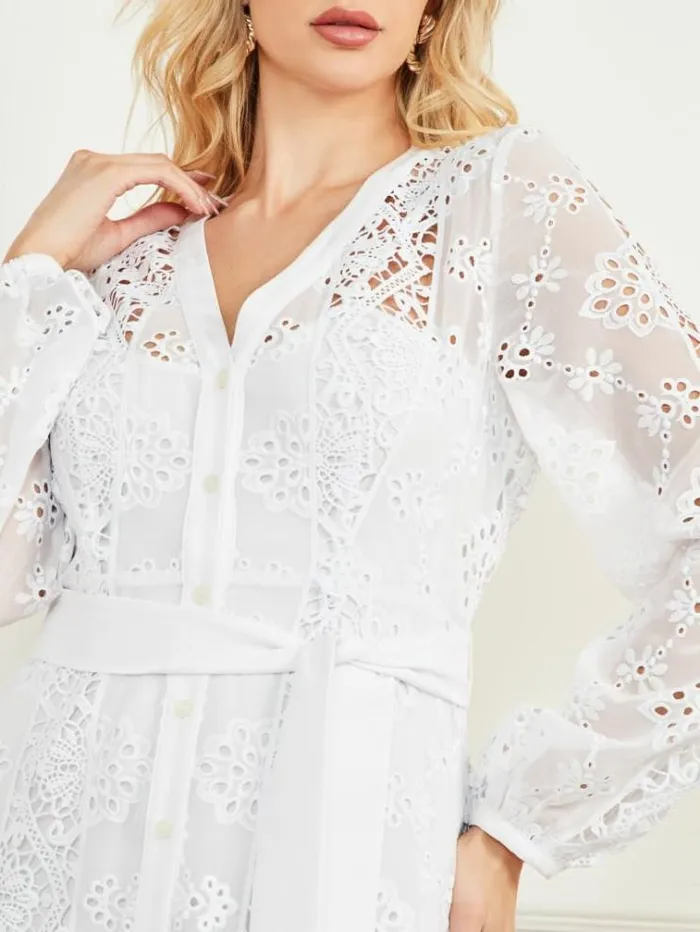 Women Dresses Marciano Cassandra Eyelet Dress Blanc Pur Women Dresses Marciano Cassandra Eyelet Dress Blanc Pur