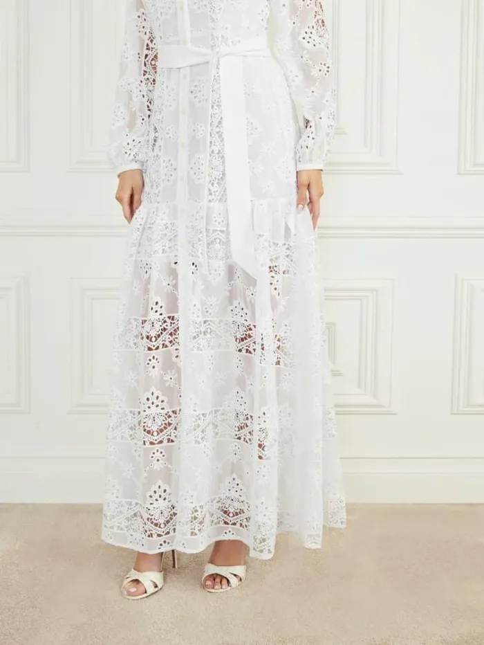 Women Dresses Marciano Cassandra Eyelet Dress Blanc Pur Women Dresses Marciano Cassandra Eyelet Dress Blanc Pur