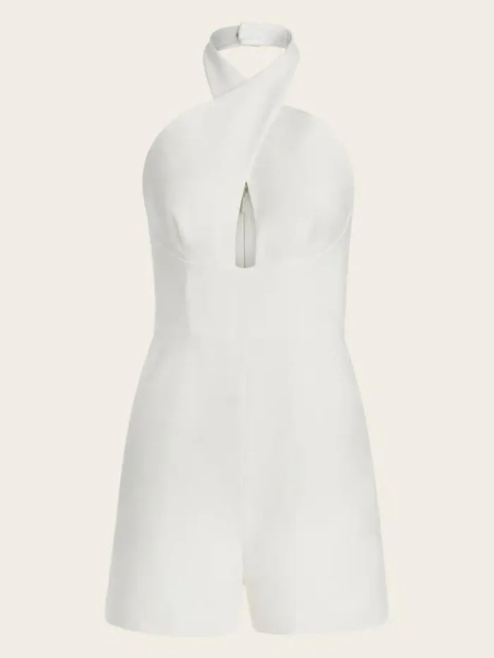 Women Dresses Marciano Iris Halter Romper Pale Pearl Women Dresses Marciano Iris Halter Romper Pale Pearl