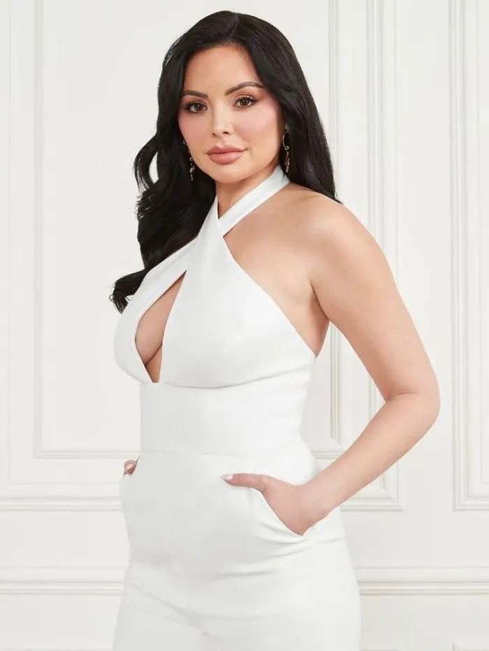 Women Dresses Marciano Iris Halter Romper Pale Pearl Women Dresses Marciano Iris Halter Romper Pale Pearl