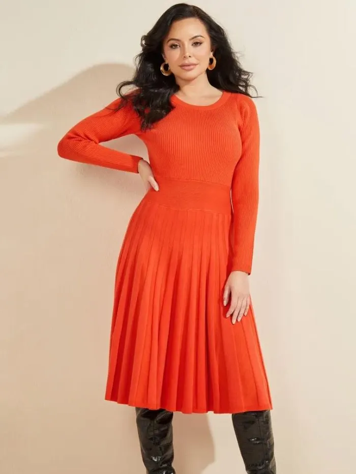 Women Dresses Marciano Wavelength Sweater Dress Ochre Playfull