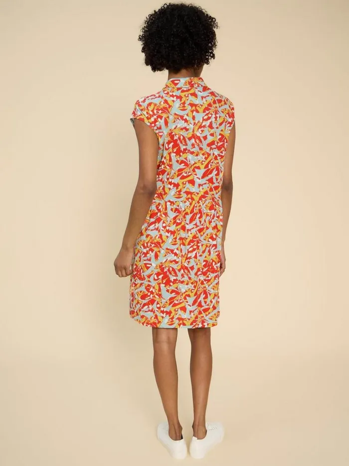 Women DRESSES White Stuff Everly Printed Jersey Shirt Dress Orange Print